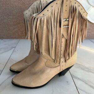 Dingo Fringe Western Ankle Boots western cowgirl pointed toes size?? 5